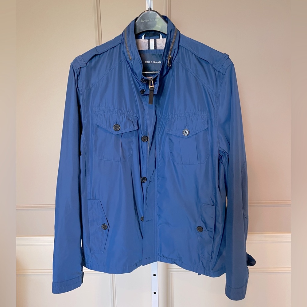 Cole Haan Blue Lightweight Bomber Jacket